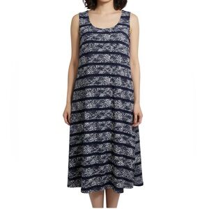 Navy and White Sleeveless Dress